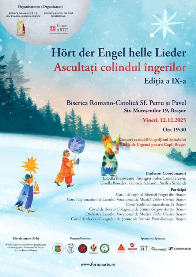 Concert caritabil de Crăciun susținut de peste 150 de copii la Brașov