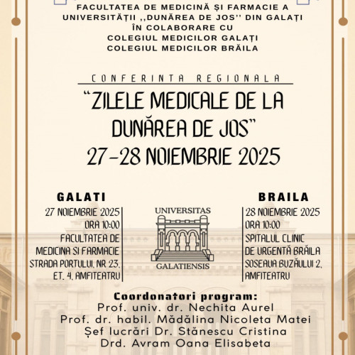 Conferința „Zilele Medicale de la Dunărea de Jos” va avea loc în noiembrie 2025