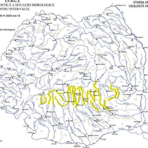 Cod galben de viituri emis pentru 11 județe din România până vineri la prânz