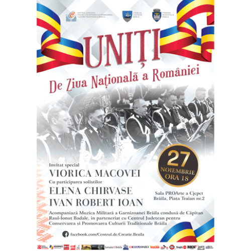Concert cu Viorica Macovei și Muzica Militară, dedicat Zilei Naționale la Brăila