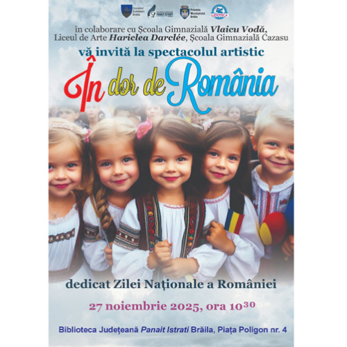 Spectacol artistic la Biblioteca Județeană Brăila de Ziua României