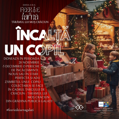 Campania „Încalță și tu un copil” va avea loc în Grădina Publică la final de noiembrie