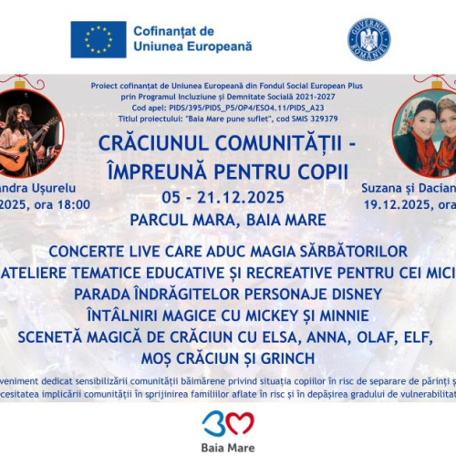Baia Mare organizează Crăciunul Comunității pentru sprijinirea copiilor vulnerabili