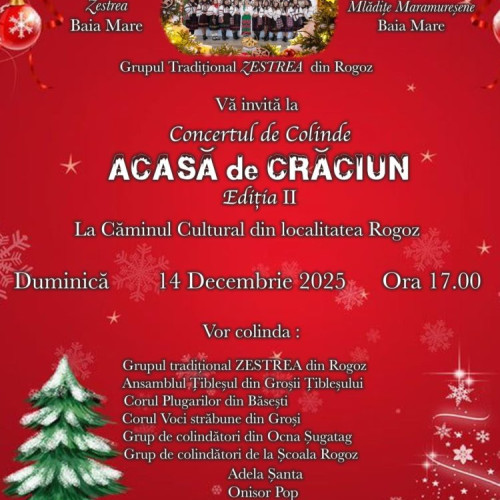Concertul de colinde „Acasă de Crăciun” aduce magia sărbătorilor la Rogoz