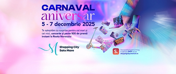 Shopping City Satu Mare celebrează 7 ani cu spectacole și concerte între 5 și 7 decembrie