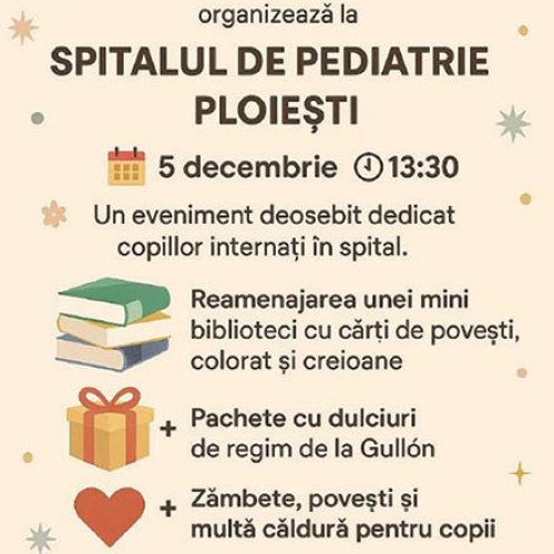 Biblioteca Județeană „Nicolae Iorga” aduce bucurie copiilor din Spitalul de Pediatrie Ploiești de Moș Nicolae