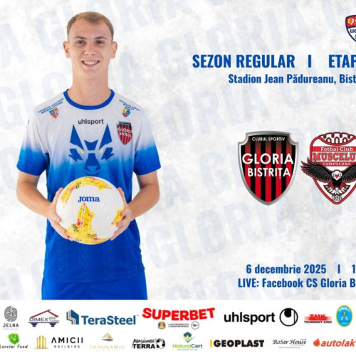 Gloria joacă ultima partidă pe teren propriu în 2025, pe 6 decembrie