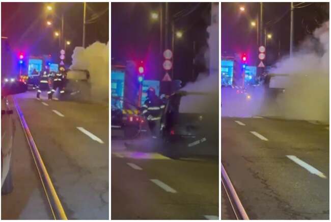 Incendiu puternic la un autoturism în Timișoara, fără victime