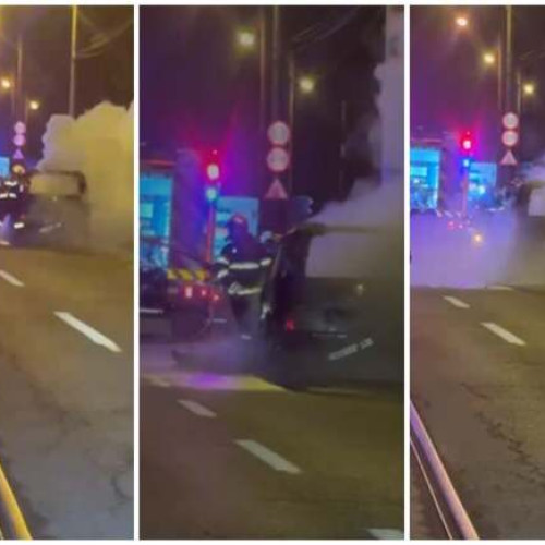 Incendiu puternic la un autoturism în Timișoara, fără victime