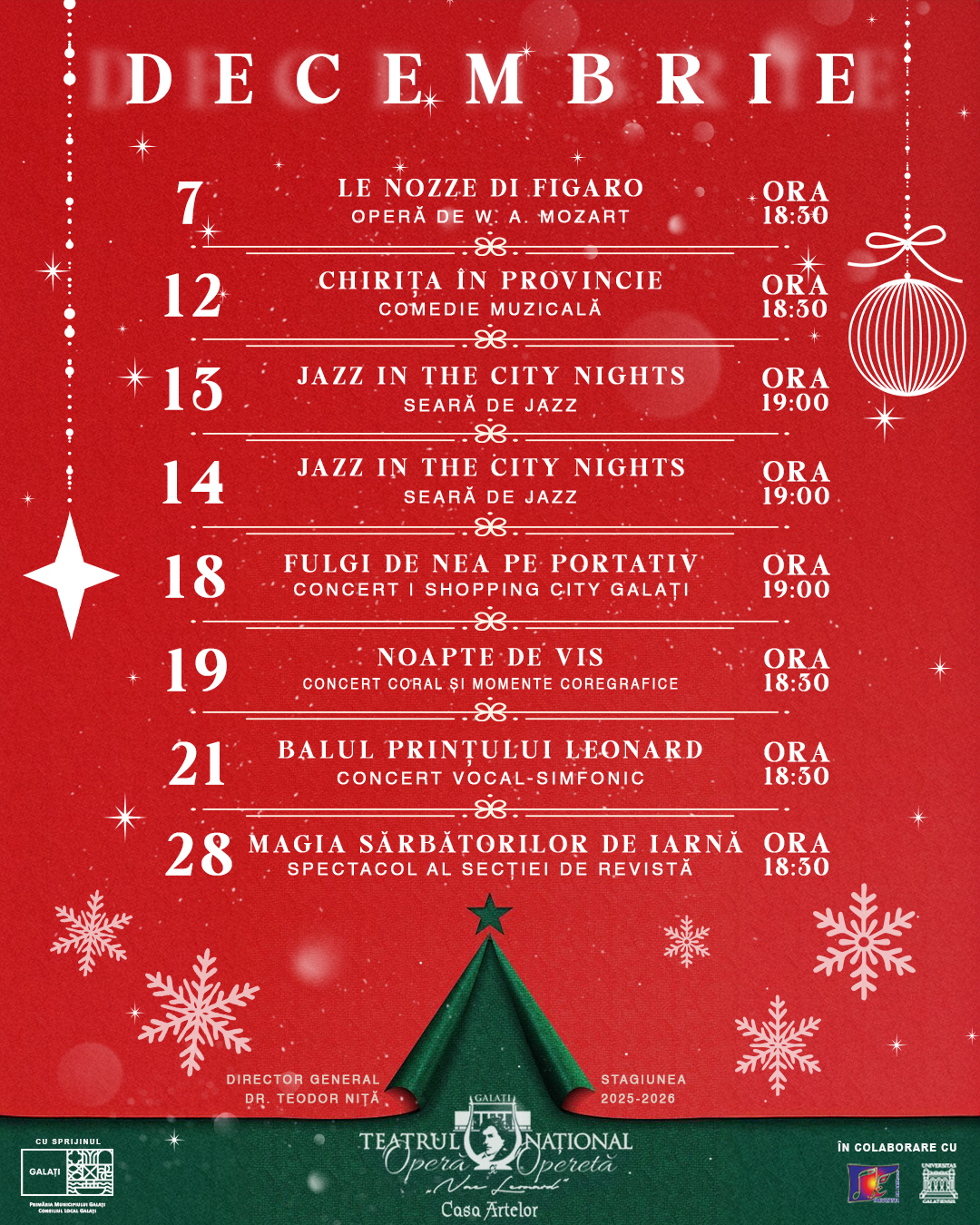 Teatrul Național „Nae Leonard” aduce magie și muzică în decembrie la Galați