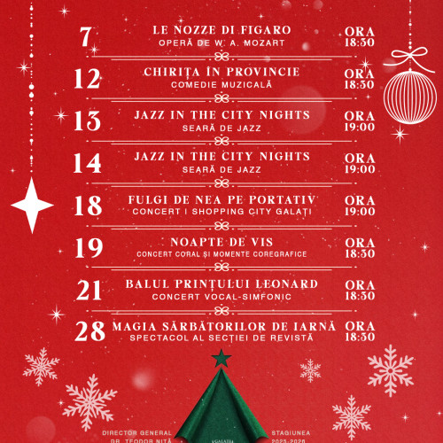 Teatrul Național „Nae Leonard” aduce magie și muzică în decembrie la Galați