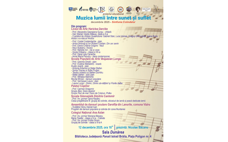 Seară de colinde românești la Biblioteca Județeană Panait Istrati din Brăila