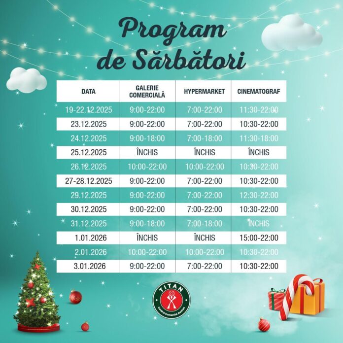 Centrul Comercial Auchan Titan și Vulcan Value Centre oferă program special de sărbători și decoruri festive